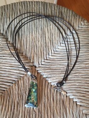 Handmade Green Abalone silver Pendant Necklace